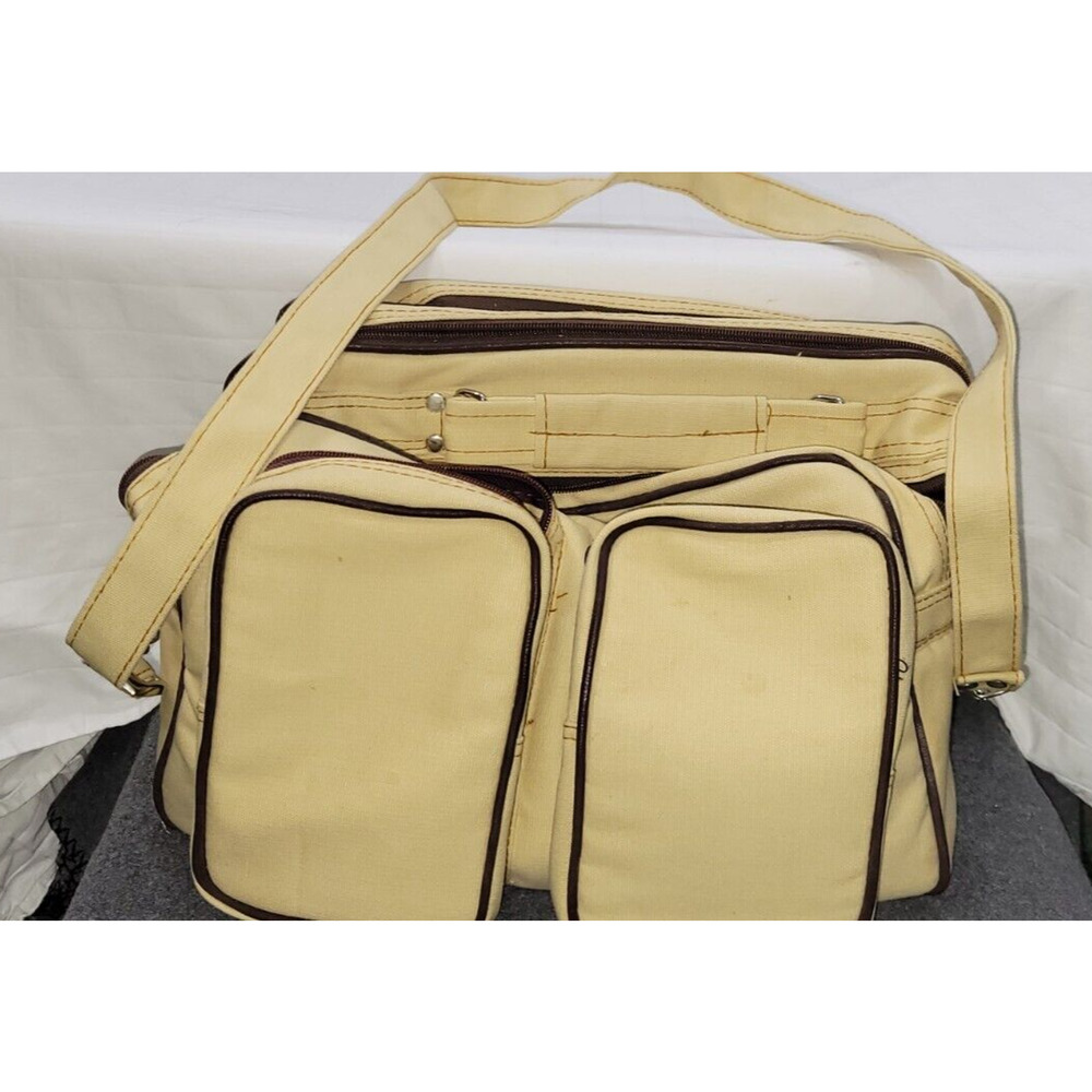 Vintage Zipper Multi Compartment Padded Camera Travel Case 13"W x 7.5"H x 10"D